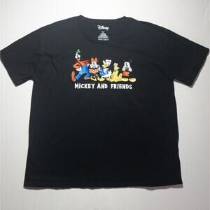 BoxLunch Disney Mickey And Friends Embroidered T-Shirt Womens Plus 2X Black